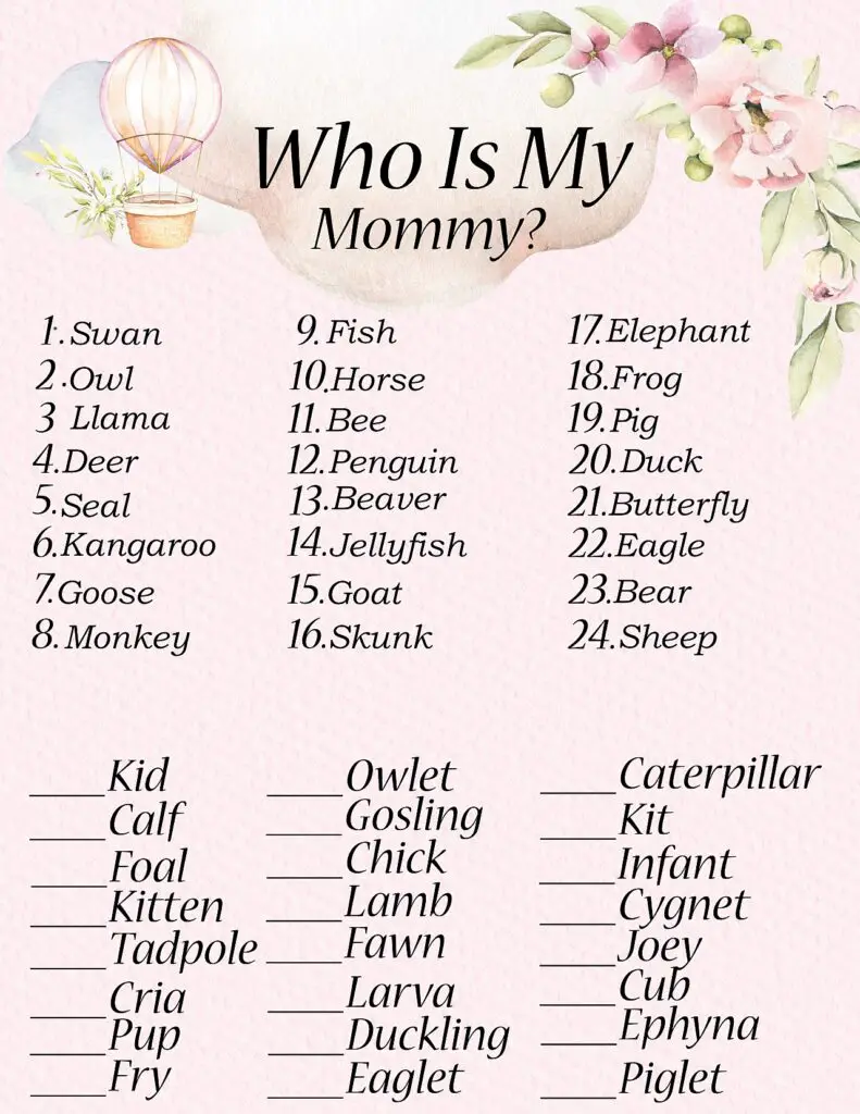 Who’s My Mama Free Printable Baby Shower Game – Baby Shower Best Ideas
